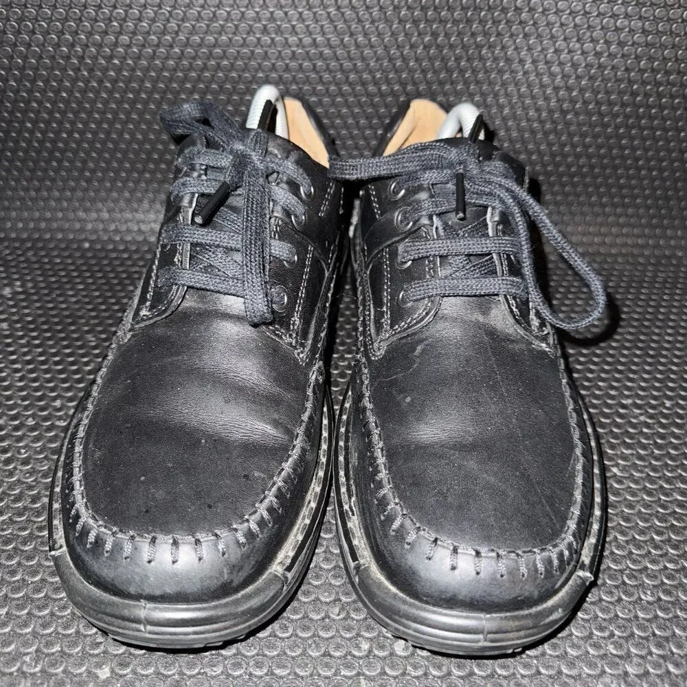 Ecco Fusion Moc Toe Oxford Black Leather Shoes Sneakers Mens Size 7 (41)